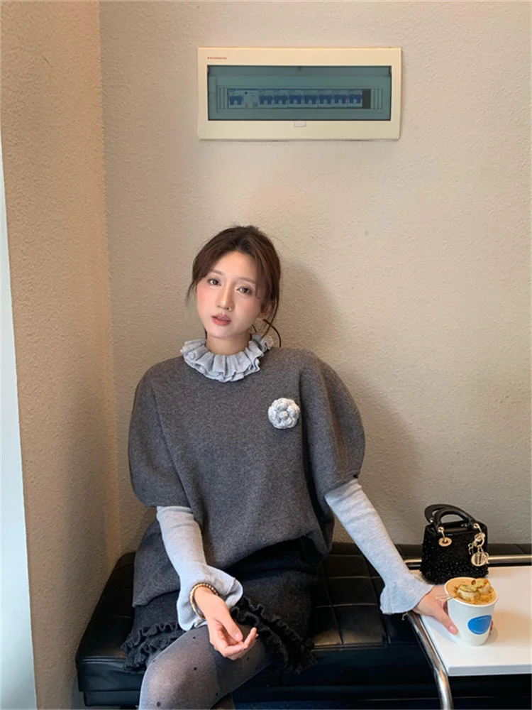 Ele Doll Kragen Strickpullover Damen Faionable Frühling Neue High-End Einzigartige Super Schöne Top Koreanische Sle Long Sve