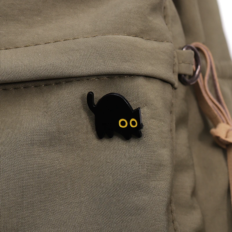 Black Cat Cinderella Cute Brooch Animal Big Eyes Cat Metal Badge Bag Metal Geometric Baked Paint Accessories image 5