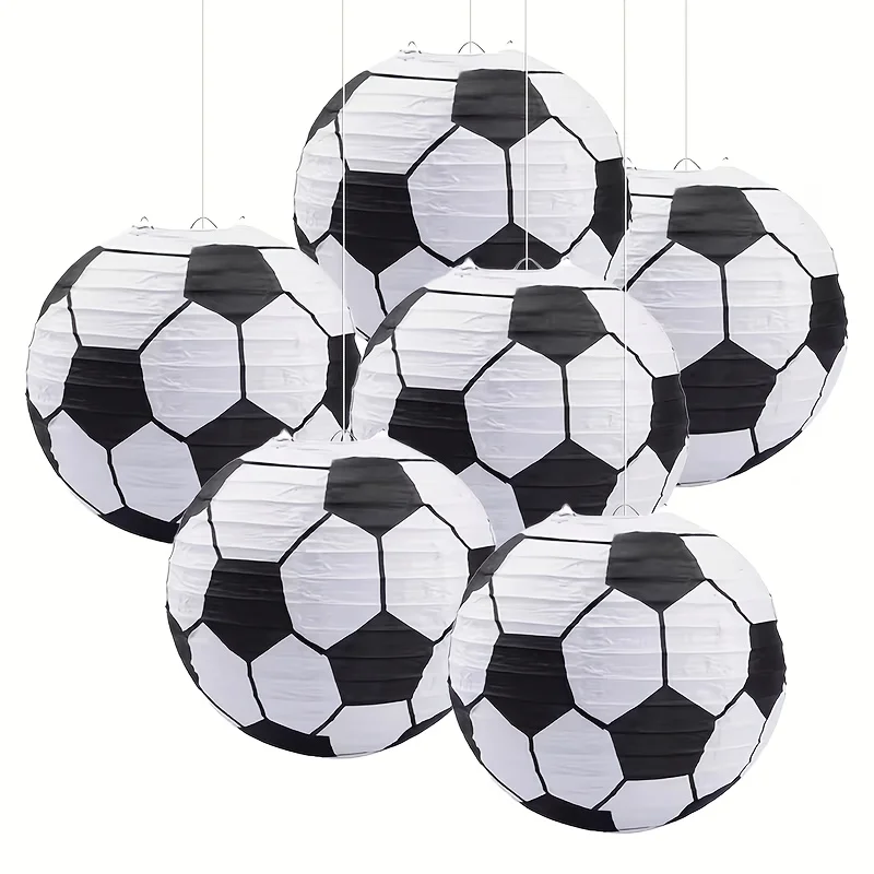 3/6pcs Football Themed Paper Lanterns Hanging Decor,Sports Theme Classroom Wall & Backdrop Decoration for Birthday Game Day