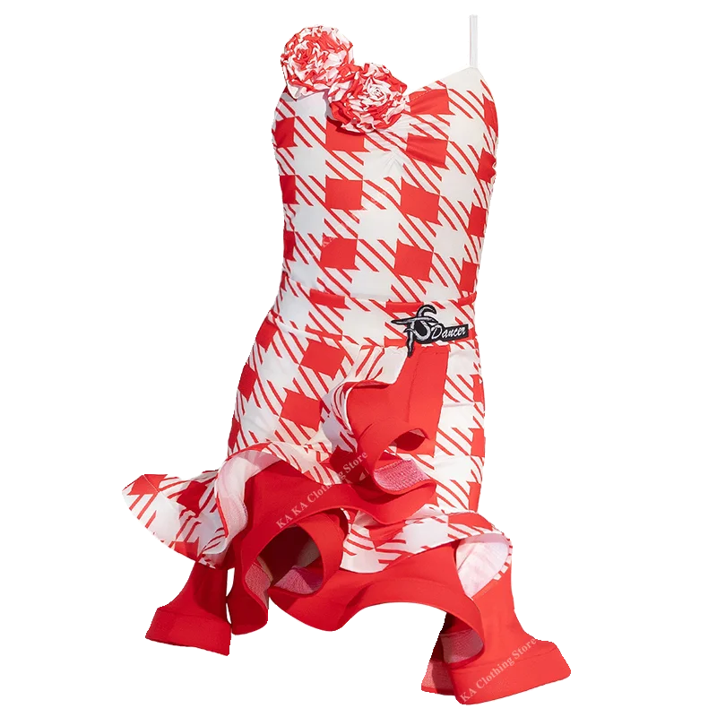 Professional เด็ก Cha Cha Rumba Samba ชุดเต้นรําละตินสาวการแข่งขันเต้นรําบอลรูมเต้นรําละตินเสื้อผ้าเด็ก