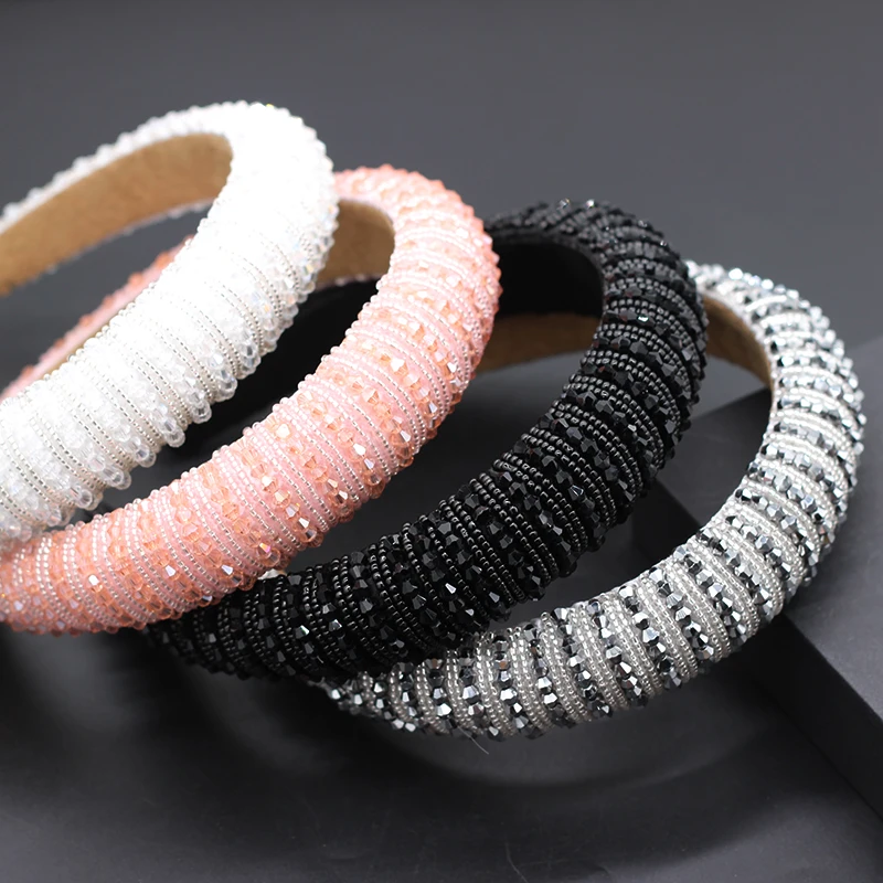 Fashion Bright Bejeweled Padded Headbands Rhinestones Crystal Hairbands for Women Party Sparkly Girl Wide Headbands708