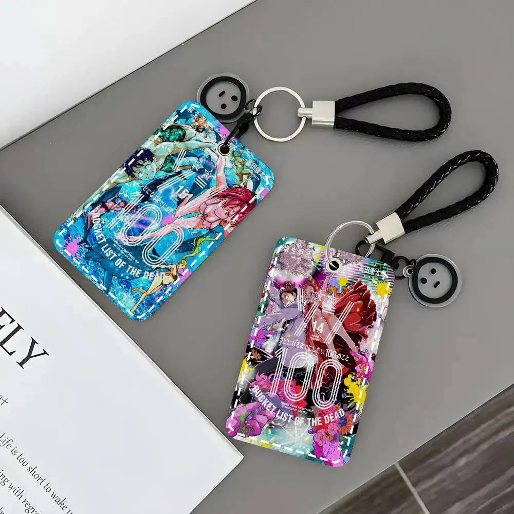 Zom 100 Bucket List Of The Dead Card Case Keychain Access Card Bag Key Tag Ring Leather Card Holder Key Ring Access