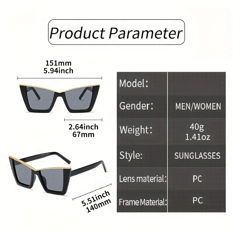 نظارات شمسية عصرية على شكل عين القطة للنساء والرجال كاجوال مضادة للوهج للحفلات والسفر على الشاطئ