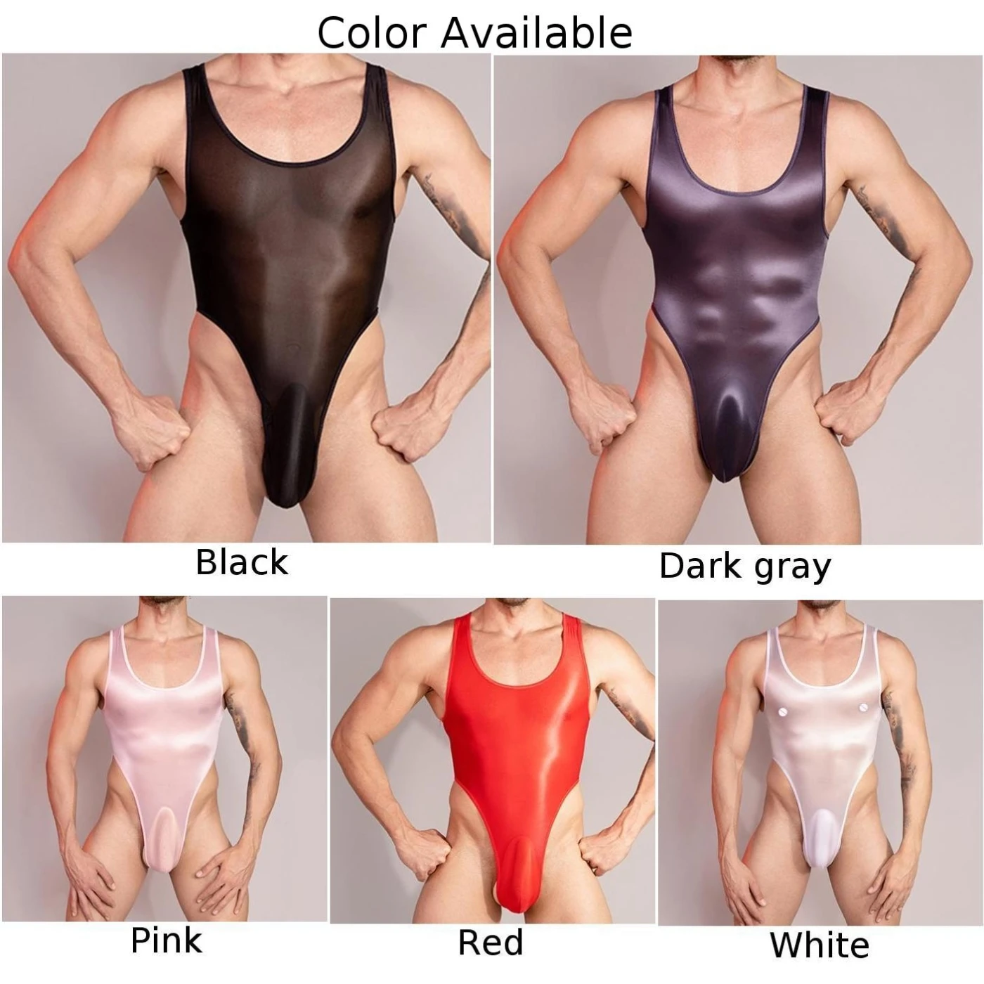 Men\'s Stretch Thong Leotard Sleeveless Sheer Elastic Bodysuit Thin See Through Jumpsuit Gay Sissy Pouch Underwear Erotic Lingeri