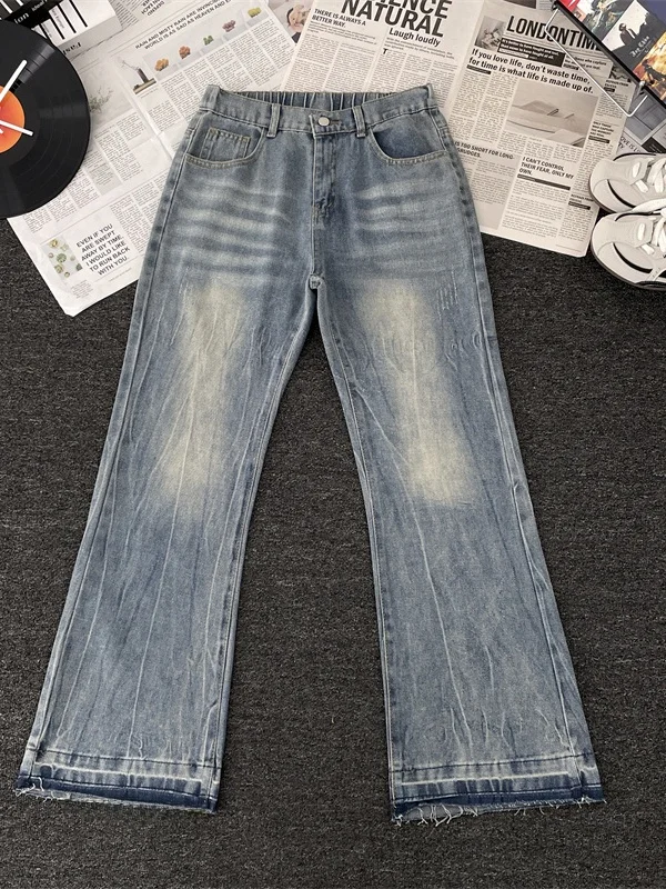 

Мужские джинсы Waed с полуэластичным поясом, прямые, осенние, модные, в стиле Cleanfit, брюки в пол, американские широкие брюки-чинос