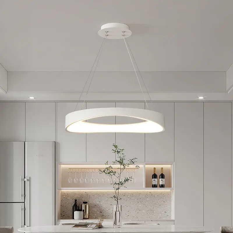 

Modern Cream Style LED Restaurant Pendant Lights Simplicity Iron Live Study Bedroom Chandeliers Suspension Light White Lighting