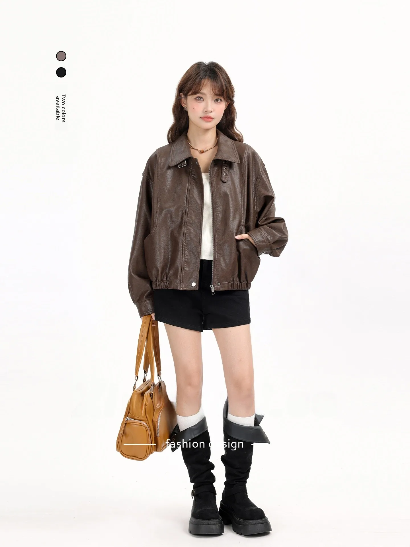 

Sli винтажное джато из искусственной кожи, женское свободное мотоциклетное пальто, ранняя осень, новинка, универсальный модный дизайн на молнии