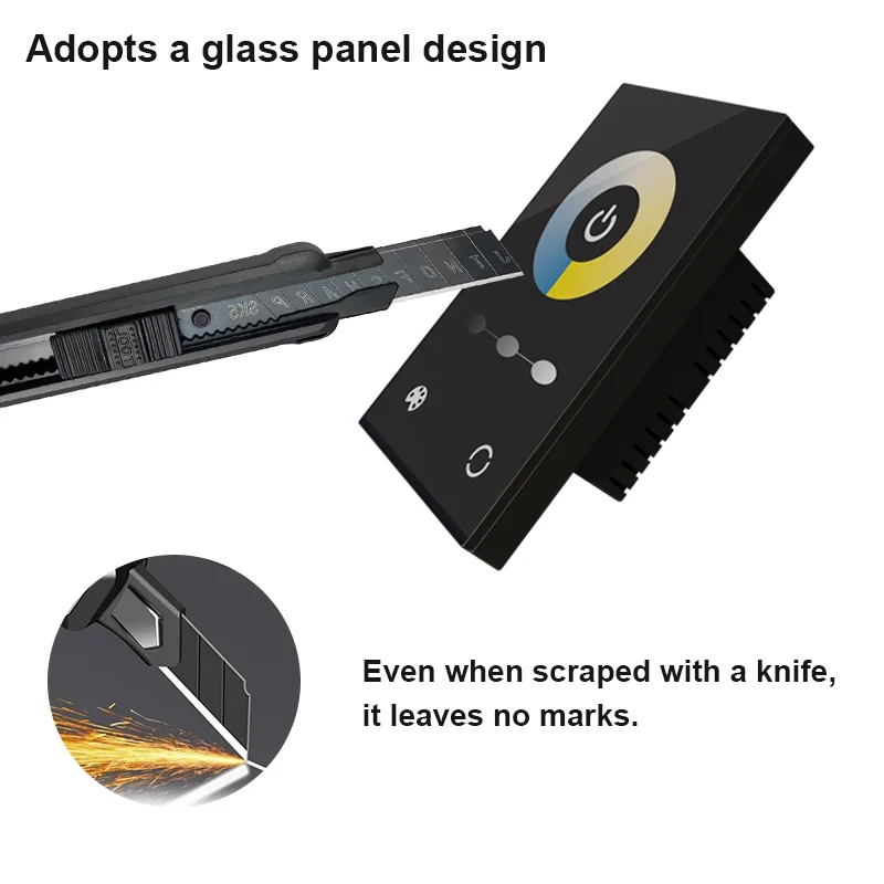 LED Smart Controller RF 433MHz Wireless Controller CCTRGB 12V-24V 6A for Mounted Wall Home decoration LED Touch Panel Controlle