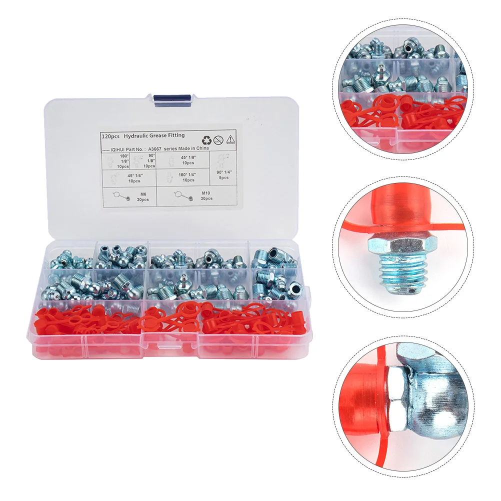 140 Pcs/set Bend Grease Nipple Fitting Caps Straight Accessories for Zerk Nipples Hydraulic