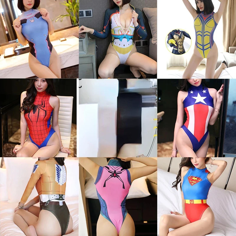 Anime Cosplay Maiôs para Mulheres e Meninas, Biquíni Sexy, Tankini, Swimwear, Macacões, Bodysuit, Tankini, Impressão 3D, Trajes