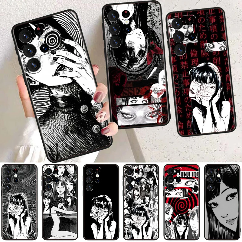 Tomie Kawakami Horror Anime Phone Case For Samsung Galaxy S25 S24 S23 S22 S21 S20 S10E Ultra Plus Lite FE Black Cover Silicone