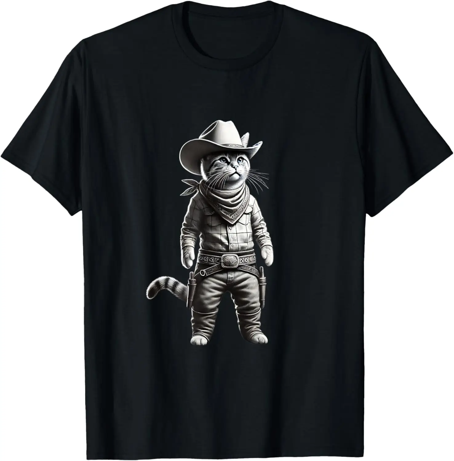 Meowdy Funny Cat Wearing Cowboy Hat Vintage T-Shirt