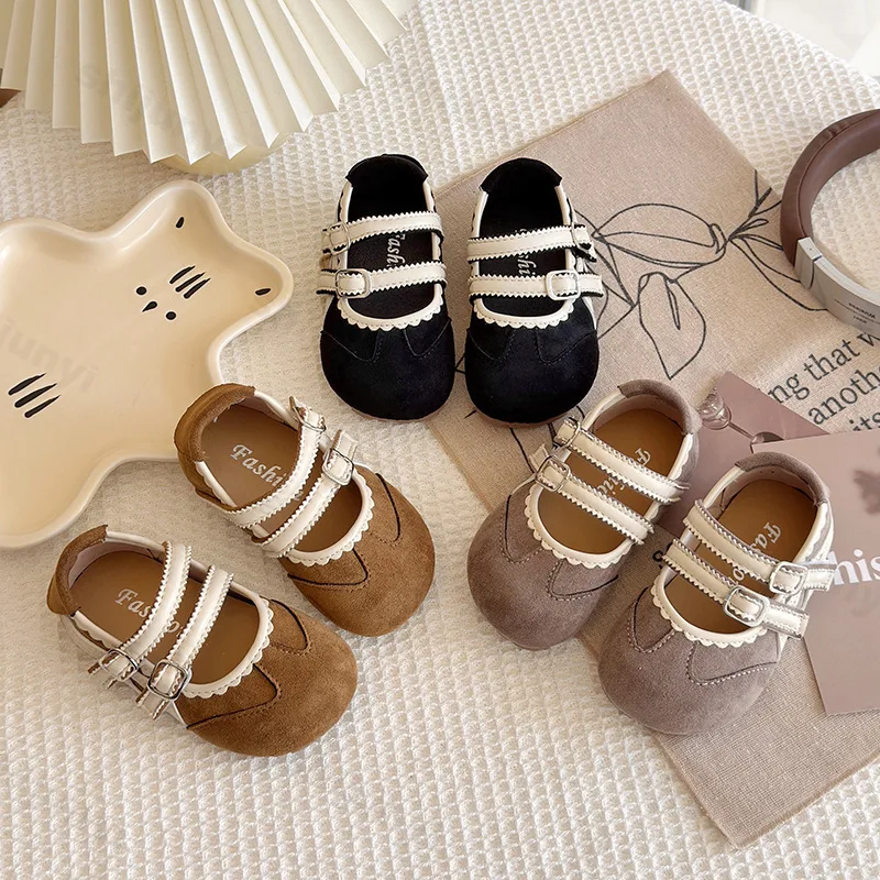 

Children's Elegant Versatile Shallow Mouth Casual Single Shoes 2025 Autumn New Girls' Soft Soled Comfortable Fashion Flat Shoes