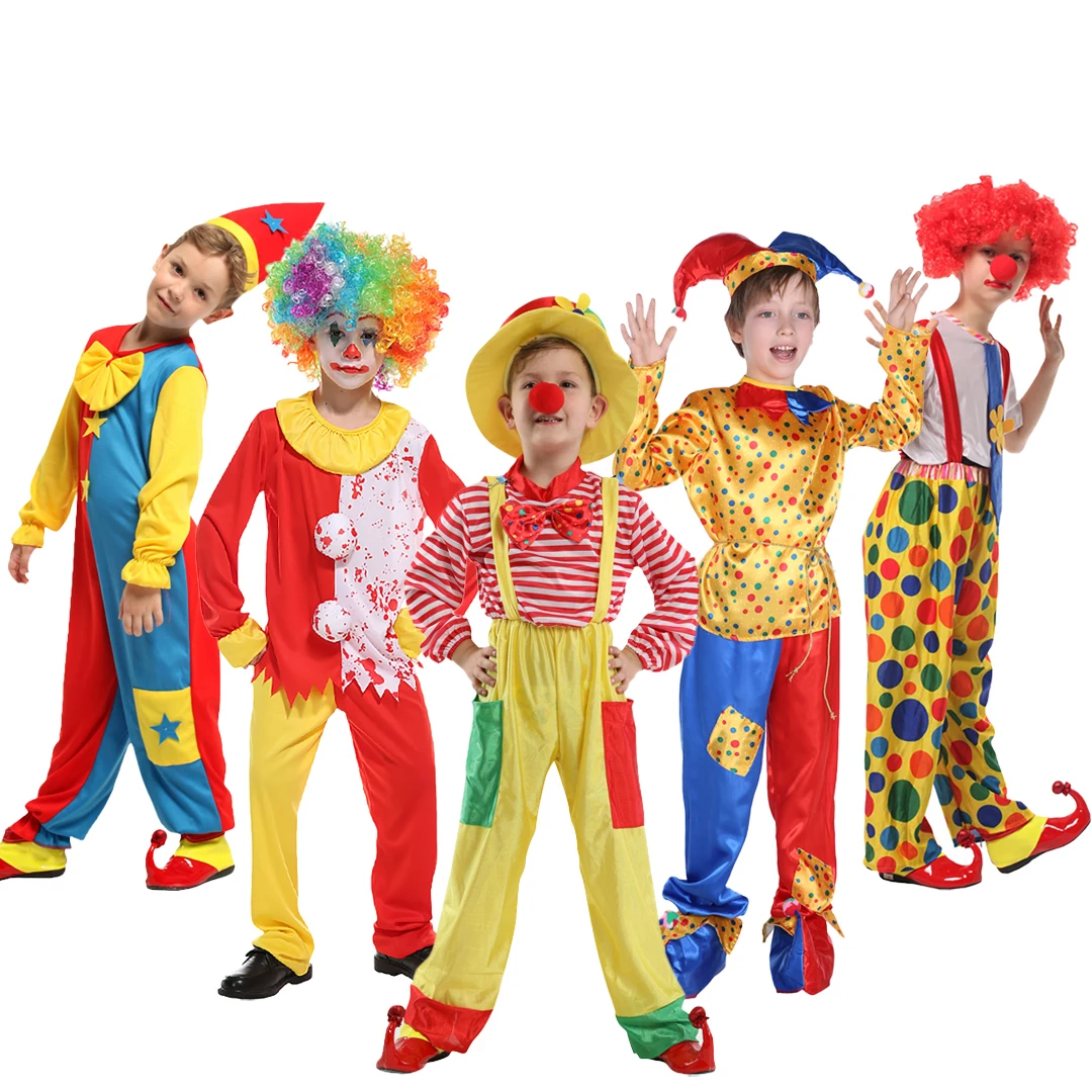 

Children's Carnival Clown Circus Role Playing Costumes - Colorful Striped and Polka Dot Clown Costumes | Halloween, Circus Party