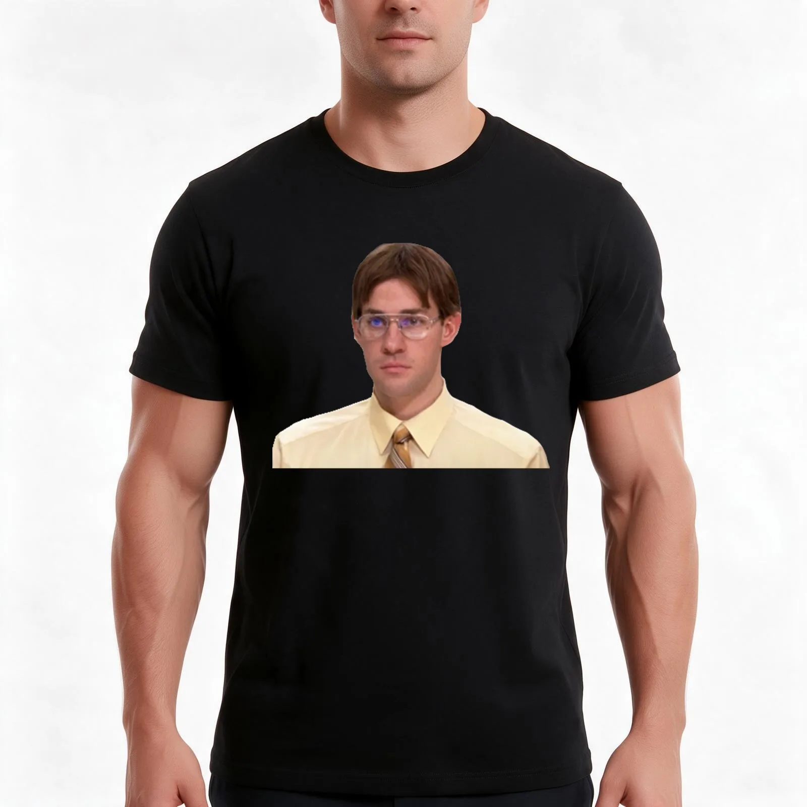Jim Halpert As Dwight Sticker T-Shirt Summer Casual Cotton Tee Oversized Streetwear Tops Vintage Graphic Print 100% Cotton