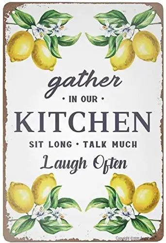 

Laquaud Retro Kitchen Food Tin Sign Vintage Lemon Vegetables Fastfood Metal Wall Decor Bar Restaurant Home Decoration Retro Vint