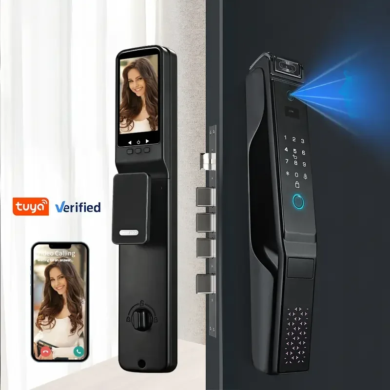 004 Automatic Lock Multi-function Smart Palmprint Tuya Real time intercom Wifi Intelligent Door Lock For Home Safe Lock