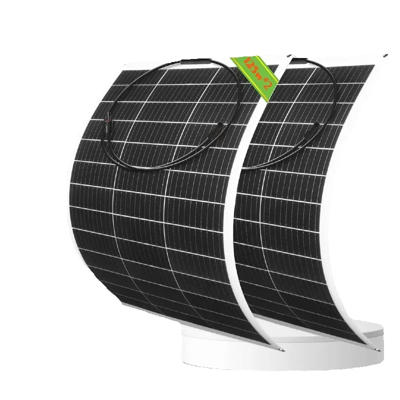 Flexibles Solarmodul 125 W 12 V, 2 Stück 125 W Monokristalline Solarmodule für Dächer, 125 W Monokristalline Solarmodule Balkonkraftwerk Photovoltaikmodule Solarmodule für Wohnwagen, Camping und