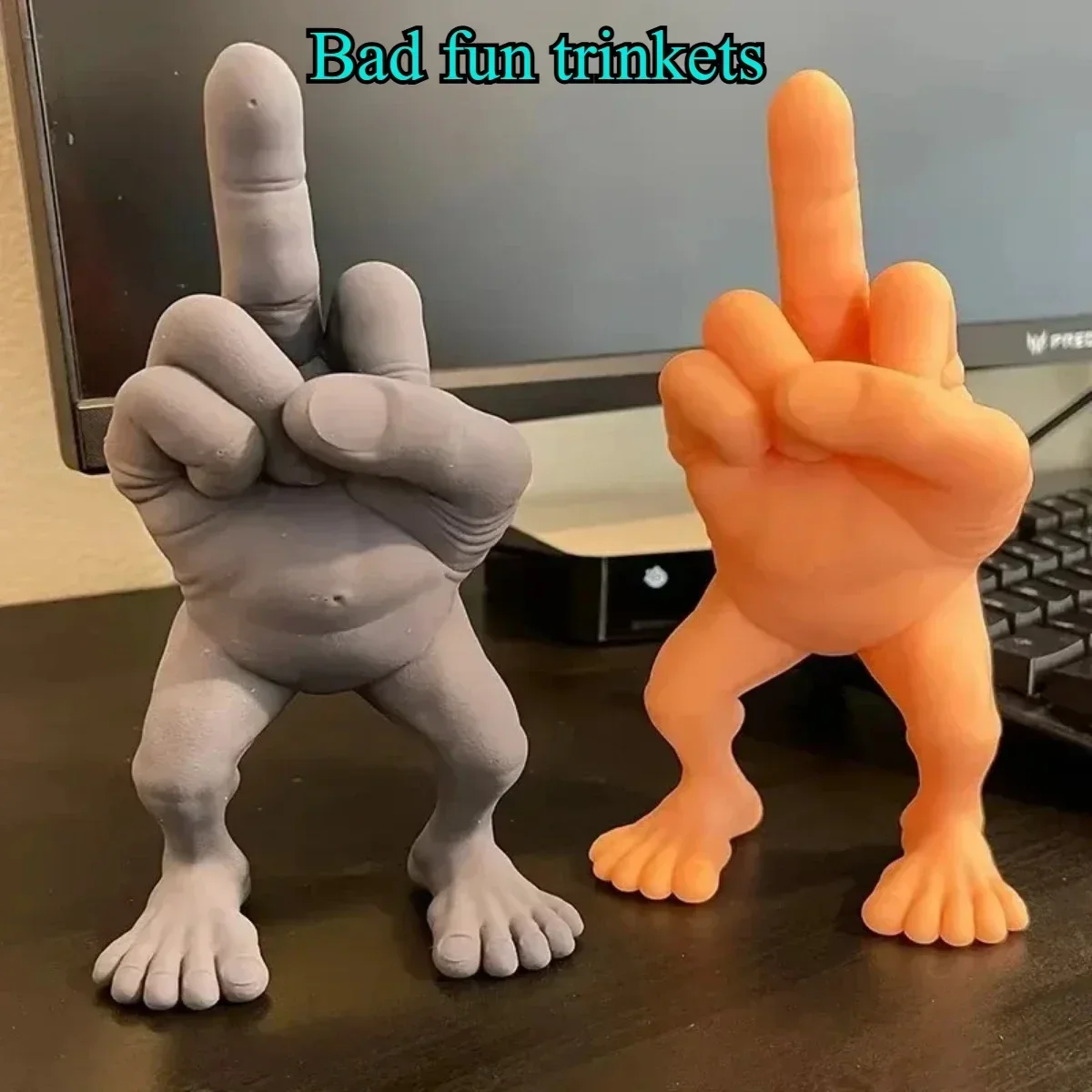 1Pcs Middle Finger Desktop Decorations 3d Printed Middle Finger Figure with Funny Hand Gesture Resin Ornament Sculpture Toy Gift