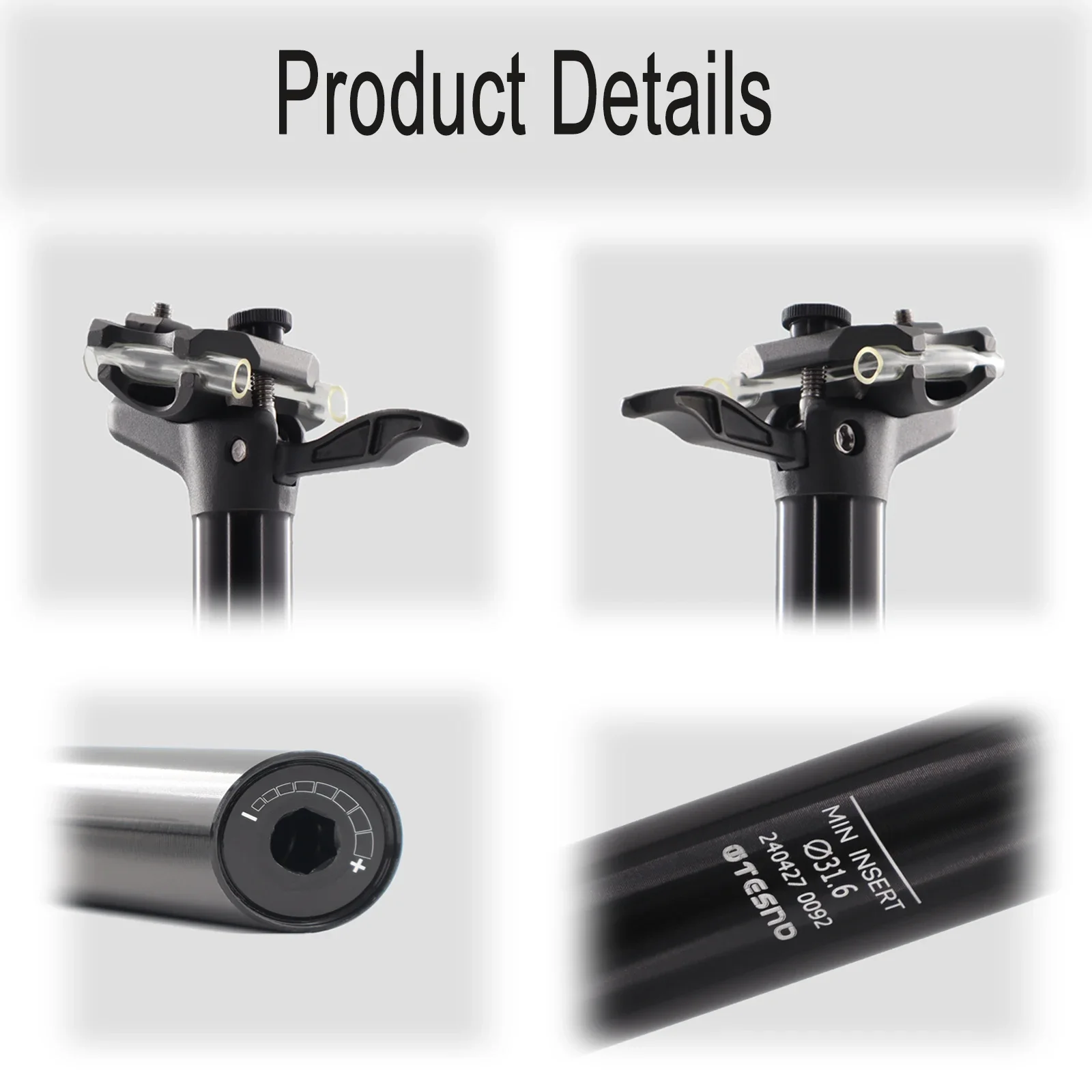 TESNO MTB Road Bicycle Shock Absorber Seatpost Tube Bikes Seat Post Dropper Manual Travel Height Adjustable Suspension 30.9/31.6