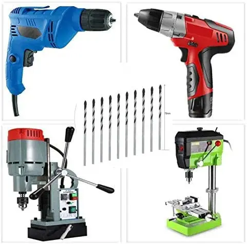Twist Drill Bit Bits 10pcs Carbide Tipped Cutter, for Ceramic, Terracotta, Tile, Cement, Concrete, Plastic, Cinderblock, Wood,