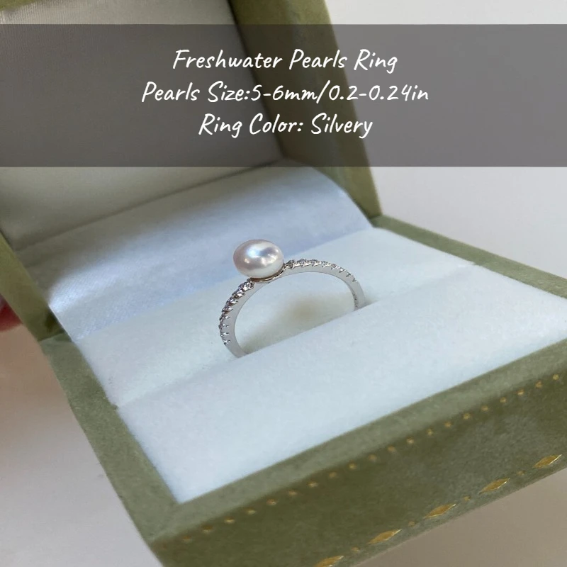 

MYSOYA 5-6mm White Freshwater Pearl Ring For Women And Men Wirh Gift Box Birthday/Wedding/Christmas/New Year/Anniversary Gift