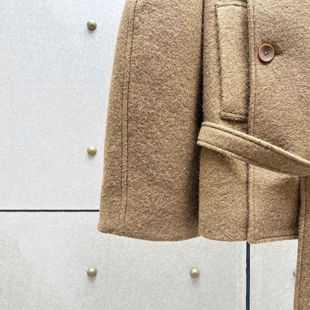 여성용 울 혼방 재킷, Y2k 벨트 코르셋, 레트로 우아한 더블 브레스트 트위드 재킷, 2024 가을 및 겨울 상의, 신상