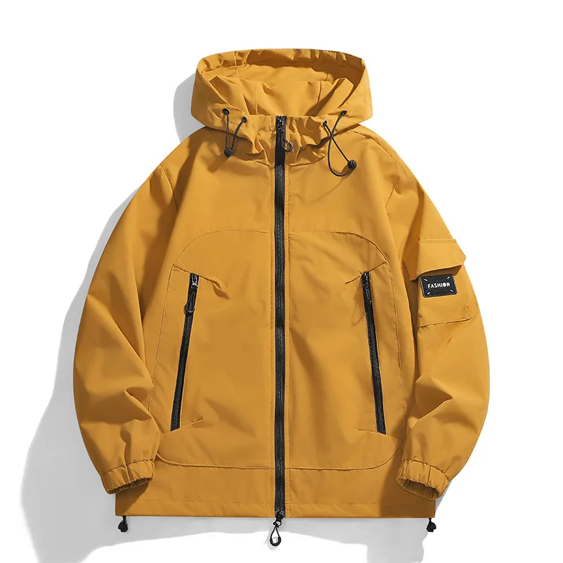

Windbreaker Jacket for Men Women Waterproof Outdoor Sports Multi Pocket Zip Up Jacket Cargo Windproof Hiking Men's Outwear Coat