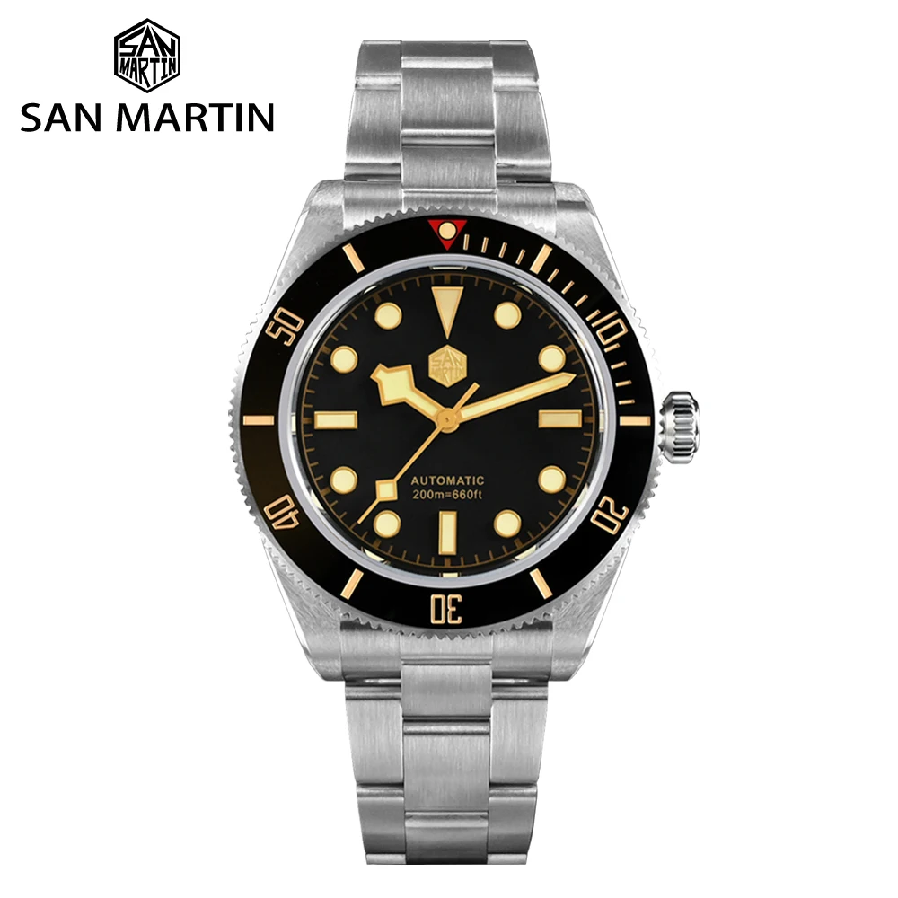 San Martin BB58 Luxury Men Watch 40mm Classic Retro Diver PT5000 Automatic Mechanical Watches Sapphire Waterproof 200m Luminous