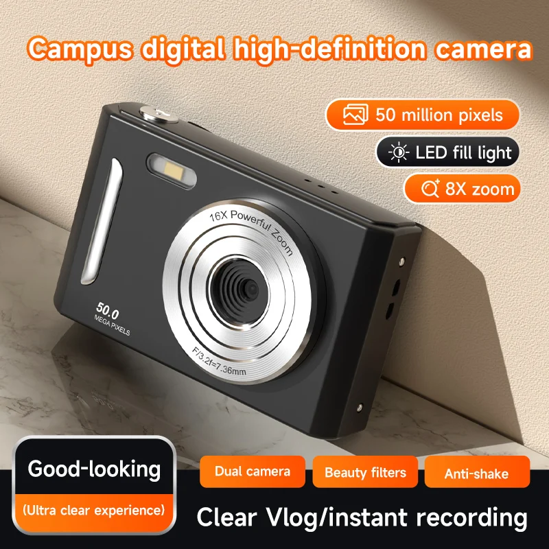 Entry Level 4K Digital Camera with 64MP High Resolution Sensor 18X Zoom and Webcam Functionality for Beginners