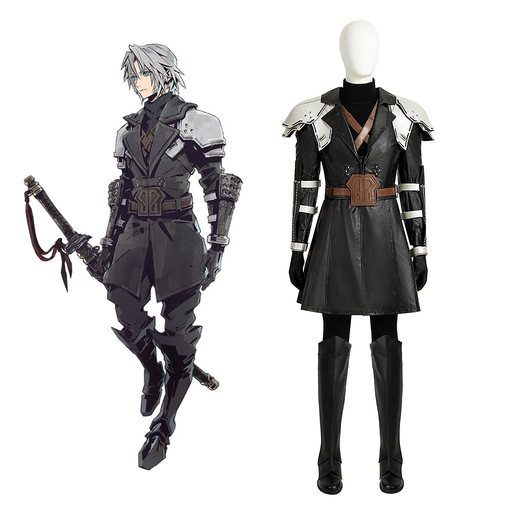 Costume de Cosplay Sephiroth pour Homme, Final Nette VII 7, Édition Junior, Uniforme Trempé, Ensemble Complet, Tenue de Carnaval d'Halloween