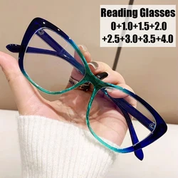 Ladies Cat Eye Finished Presbyopia Glasses Vintage Square Frame Computer Eye Protection Eyewear Prescription Hyperopia Glasses