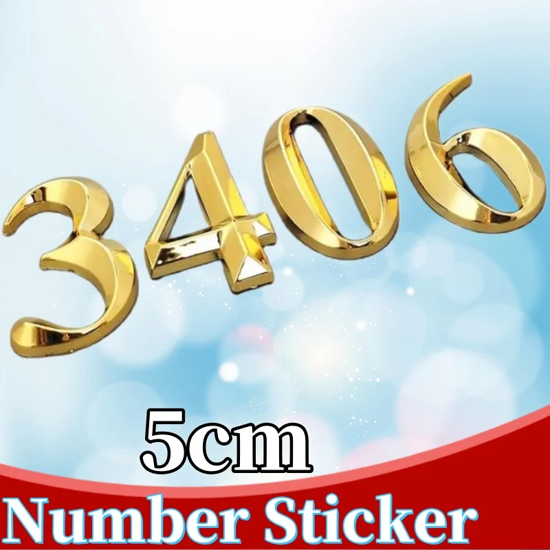 5cm ABS Plastic Gold House Number Sticker Address Tag Numeral Door Plaque Drawer Sign Plating Hotel Home Sticker Address Label