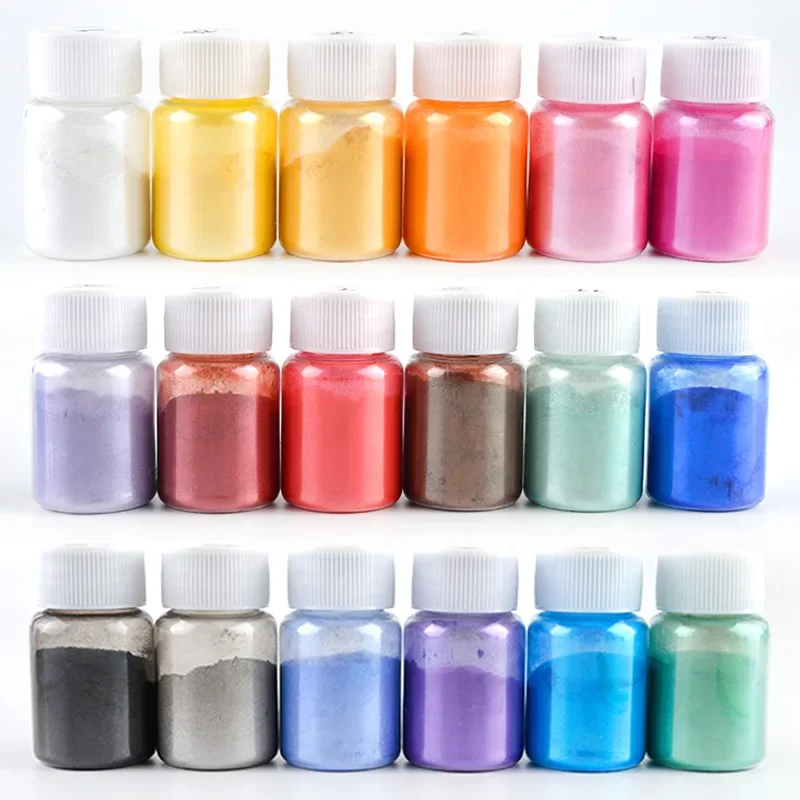 18Colors Epoxy Resin Dye Mica Powder Powdered Pigments Set Resin Mica Pearlescent Resin Pearl Natural Micas Colorants Resin