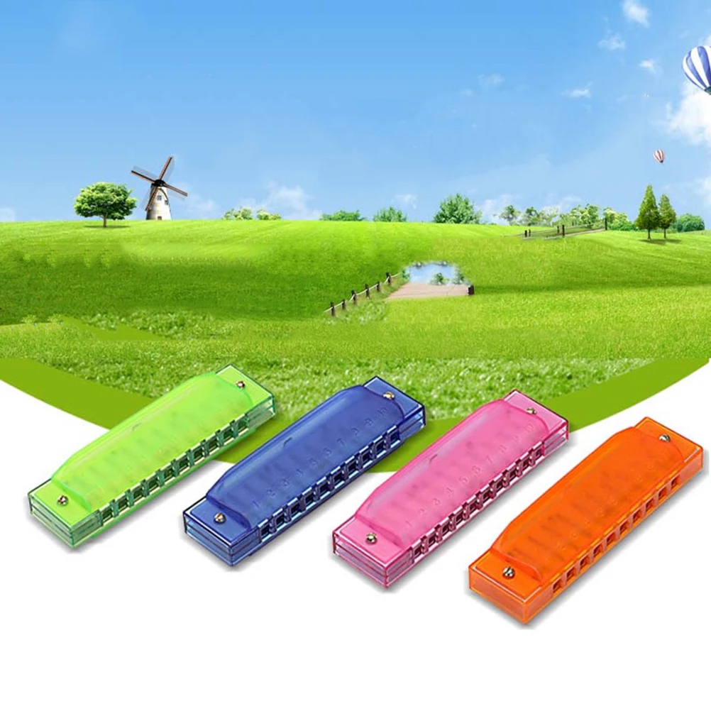 

10 Hole Harmonica Kids Party Favor Beginner Music Small Instruments for Childrens Blue