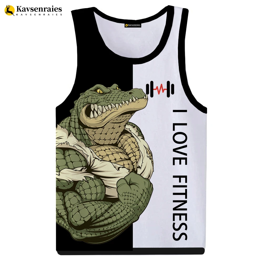 Tiger Love Fitness 3D Tank Tops Unisex Harajuku Streetwear GYM T-shirt Cartoon Animal Letter Print Tops Tees Sleeveless Vest