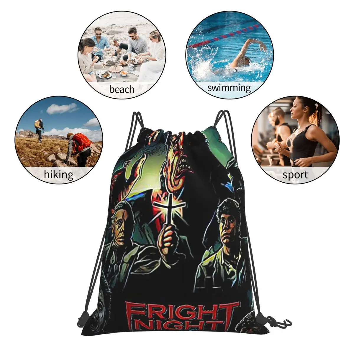Fright Night Backpacks Fashion Portable Drawstring Bags Sports Bag Book Bags For Travel School