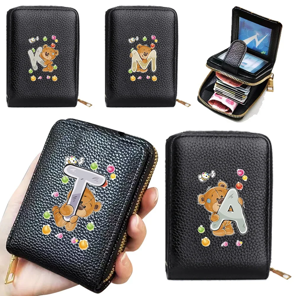 

Wallet Women Zipper Credit Card Holder Rfid Blocking Pocket purse with ID Window Female Coin Purse Fashion cute bear pattern