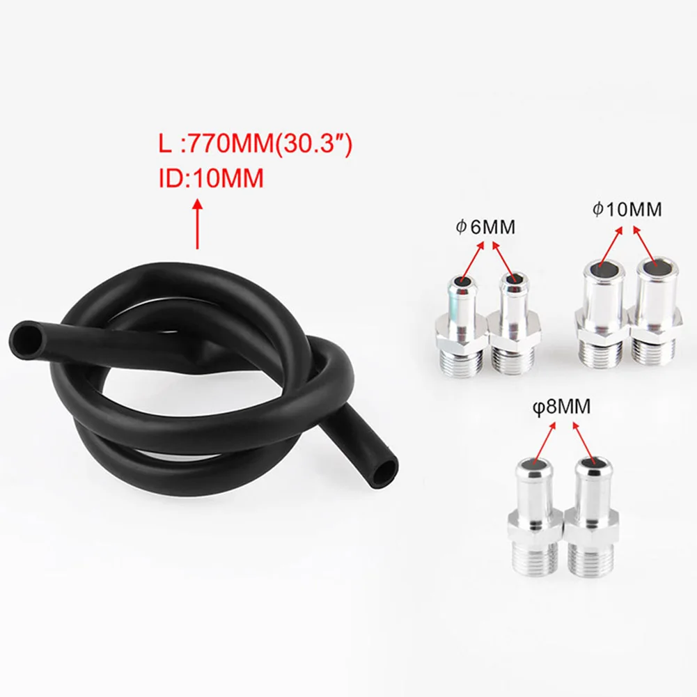 Polish Engine Air Oil Separator with Air Filter Breather Fittings Tank Reservoir Kit Engine Polish Baffled Car Oil Catch Can Kit - view 6