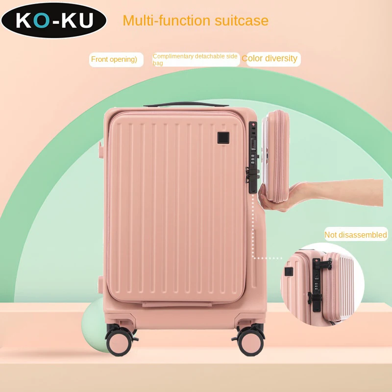 KO-KU 2024 New Double Opening Suitcase Front Opening Cover 20 Inch Boarding Box Anti-drop Zip Box Multifunctional Trolley Case