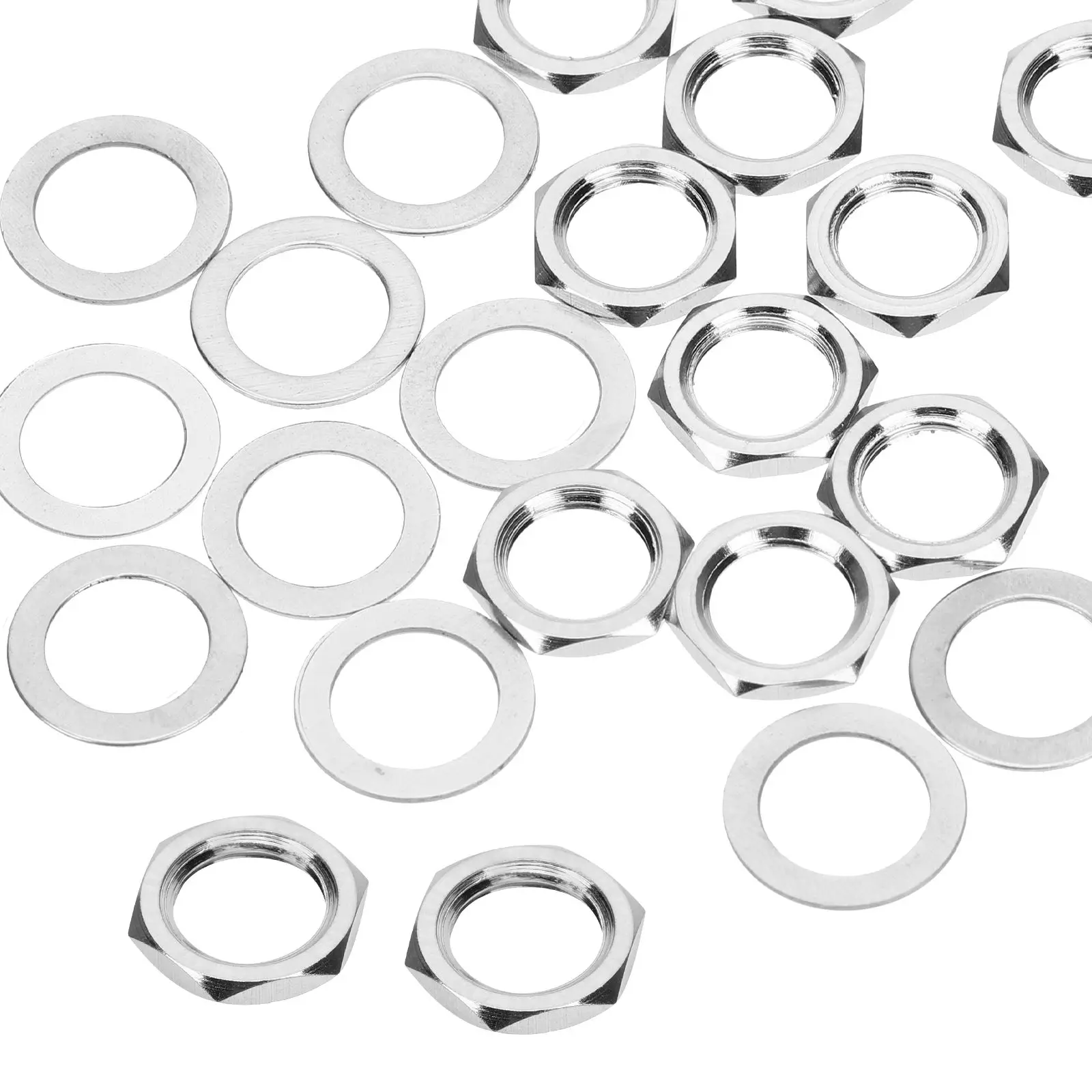 

10 Sets 6.35mm Audio Jack Nuts Washers Silver Metric Screws Guitar Parts Accessories Durable Replacement Kits