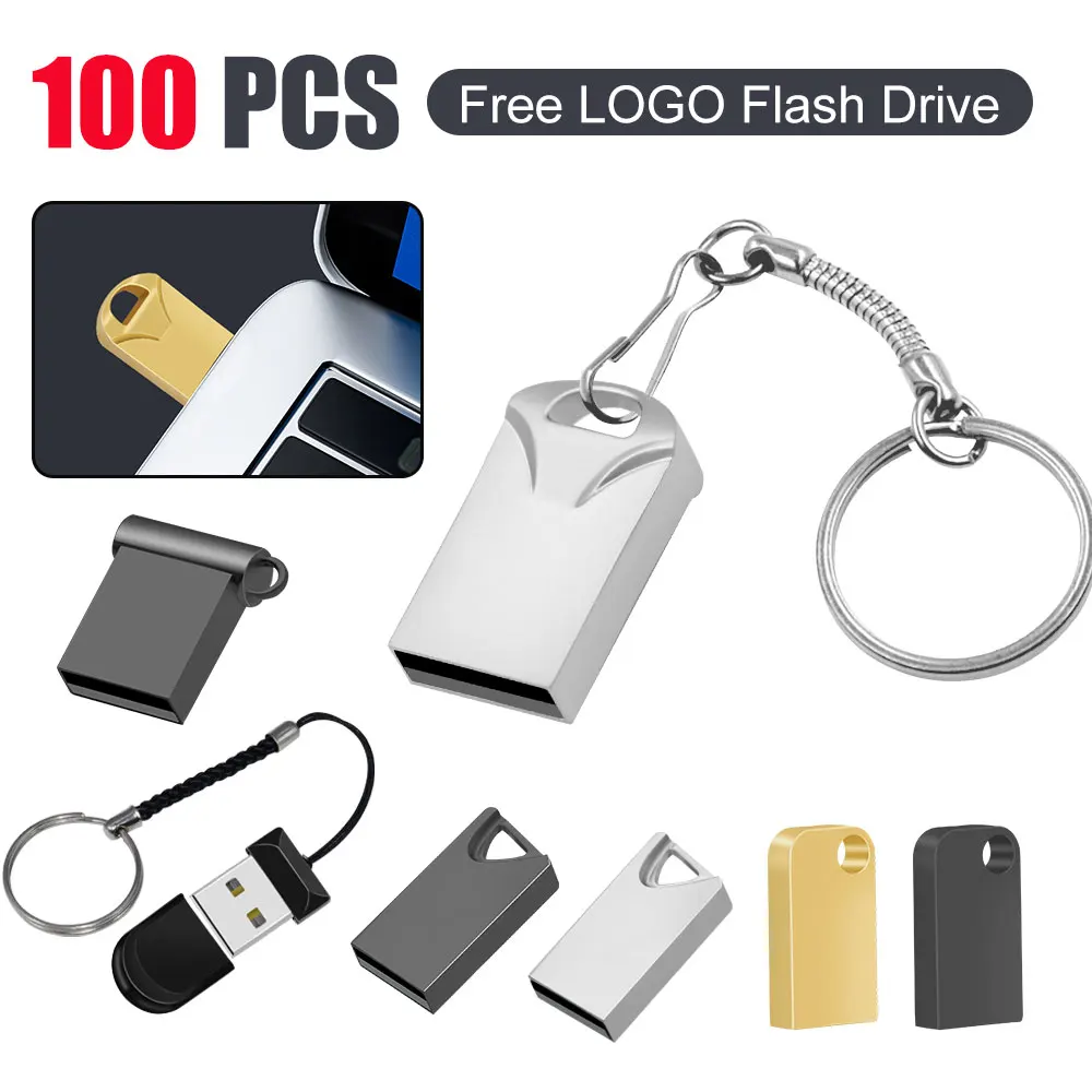 

100pcs/lot USB 2.0 Flash Drive Free Custom Logo Pen Drive 64GB 32GB 16GB 8GB 4GB Super Cute Mini Usb Memoria with Key Chain