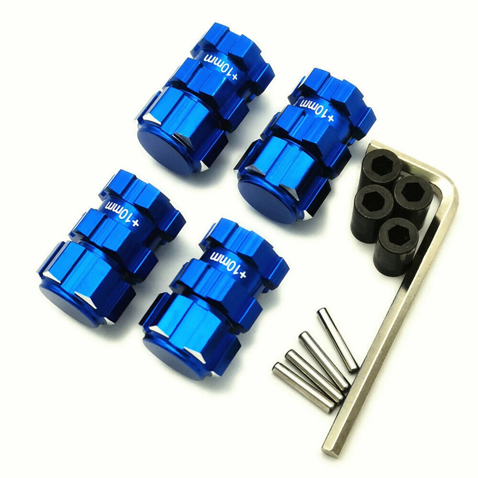 4Pcs metal Splined Hubs +10mm MXX10W01 Wheel Widener Adapter Set for Traxxas 1/10 Scale 4WD for Monster Truck  Aluminum Alloy