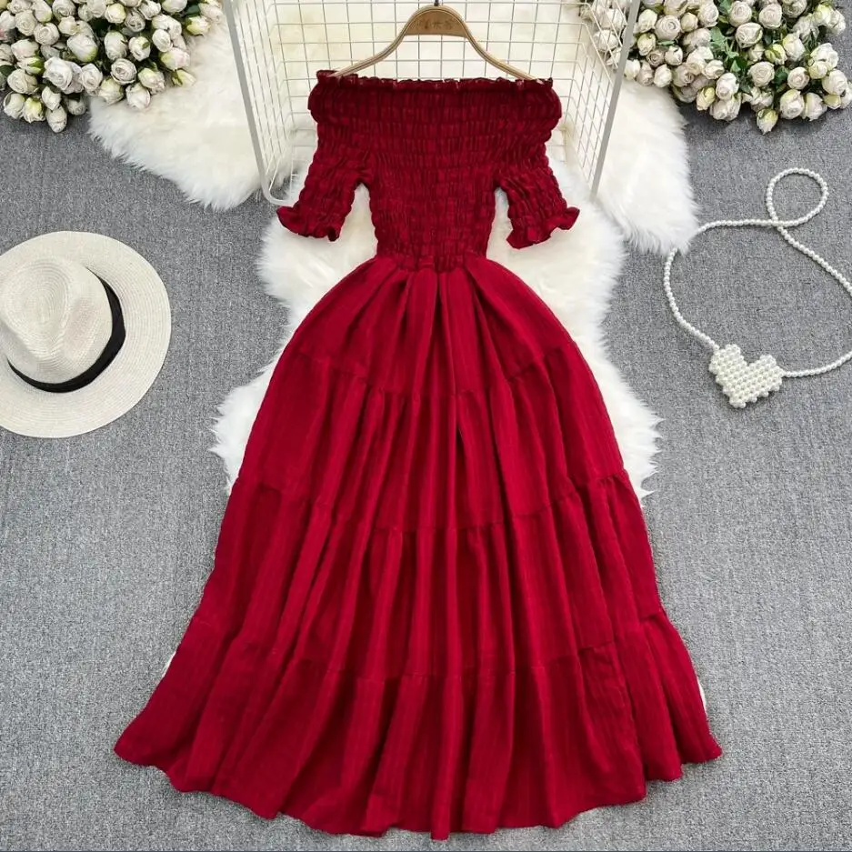 Elegancka damska letnia sukienka boho, seksowna, z odkrytymi ramionami, długa, codzienna, na imprezę, Vestido de Festa, elegancka tunika, na wakacje na plaży, sukienki w kształcie litery A.