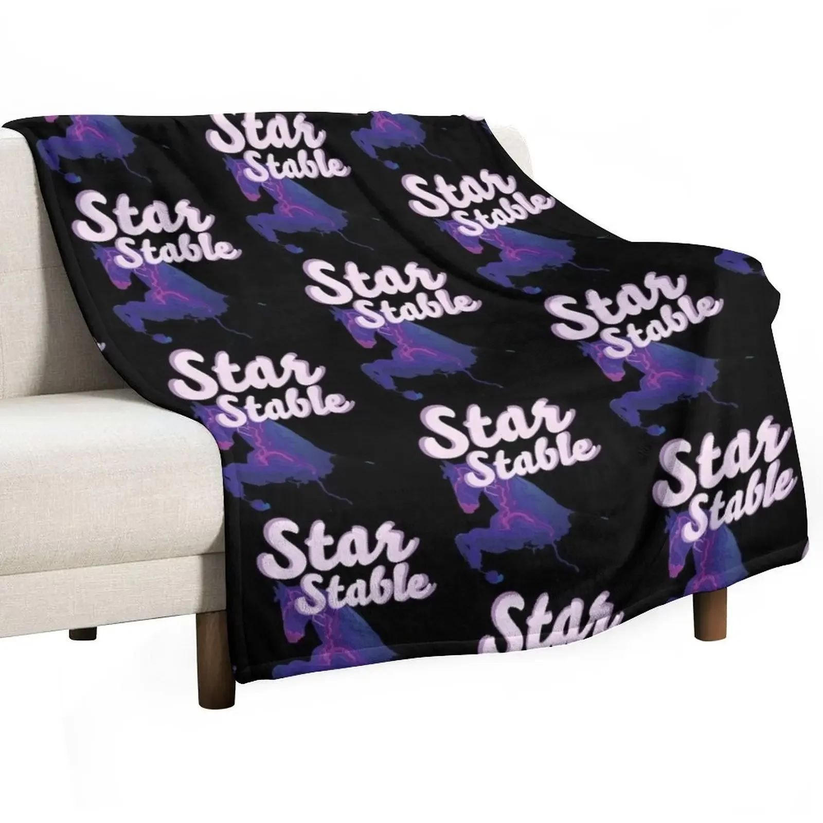 

Star Stable Online Game Purple Pink Horse Throw Blanket Modern Design Soft Blanket for Home Decor