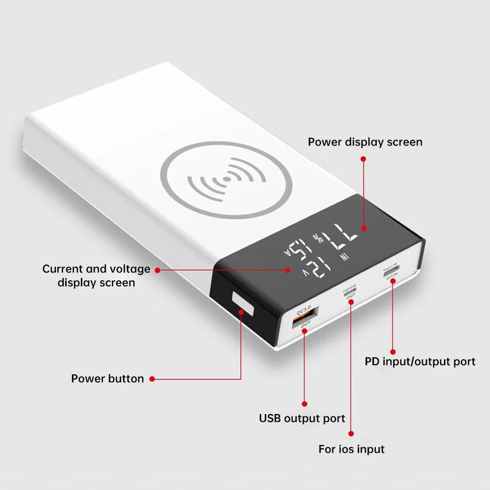 No batteries 18650 Battery DIY Power Bank Case Charge Storage Box  Dual USB Type C Holder 6 * 18650 Battery Box Quick Charge