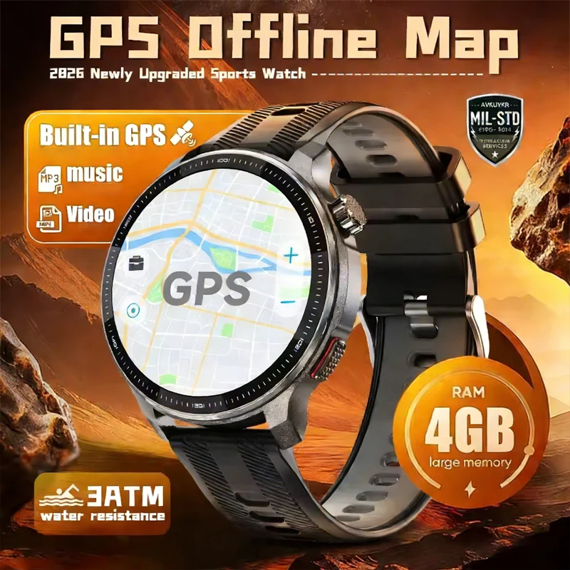 

Military Offline Map Sports 5ATM Waterproof Smart Watch 4GB Memory Compass 1.43" Corning Gorilla Screen GPS Smart Watches Man