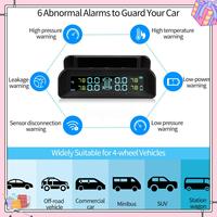 A77T-Solar Wireless USB TPMS Car Tire Pressure Monitor System HD LCD Display 4 External Sensor Tire Pressure Temperature Warning