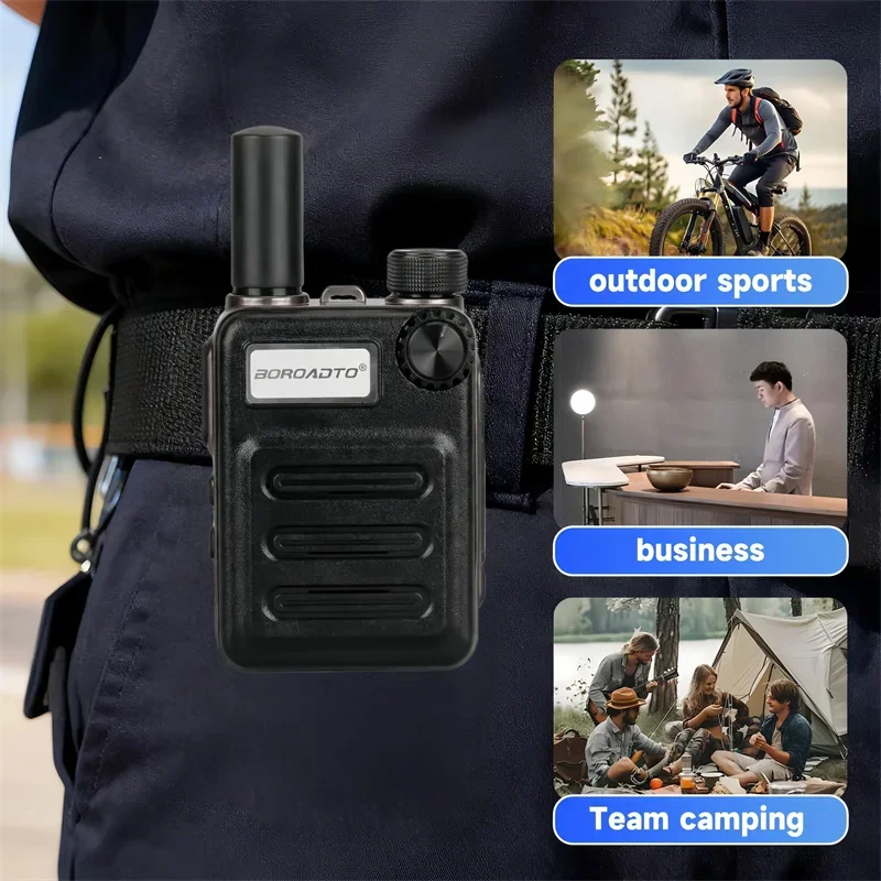 Portable Slim 2PCS Mini Walkie Talkie Rechargeable PMR UHF Long Range Two-Way Radio for Hotel Restaurant Hunting Boutique Store