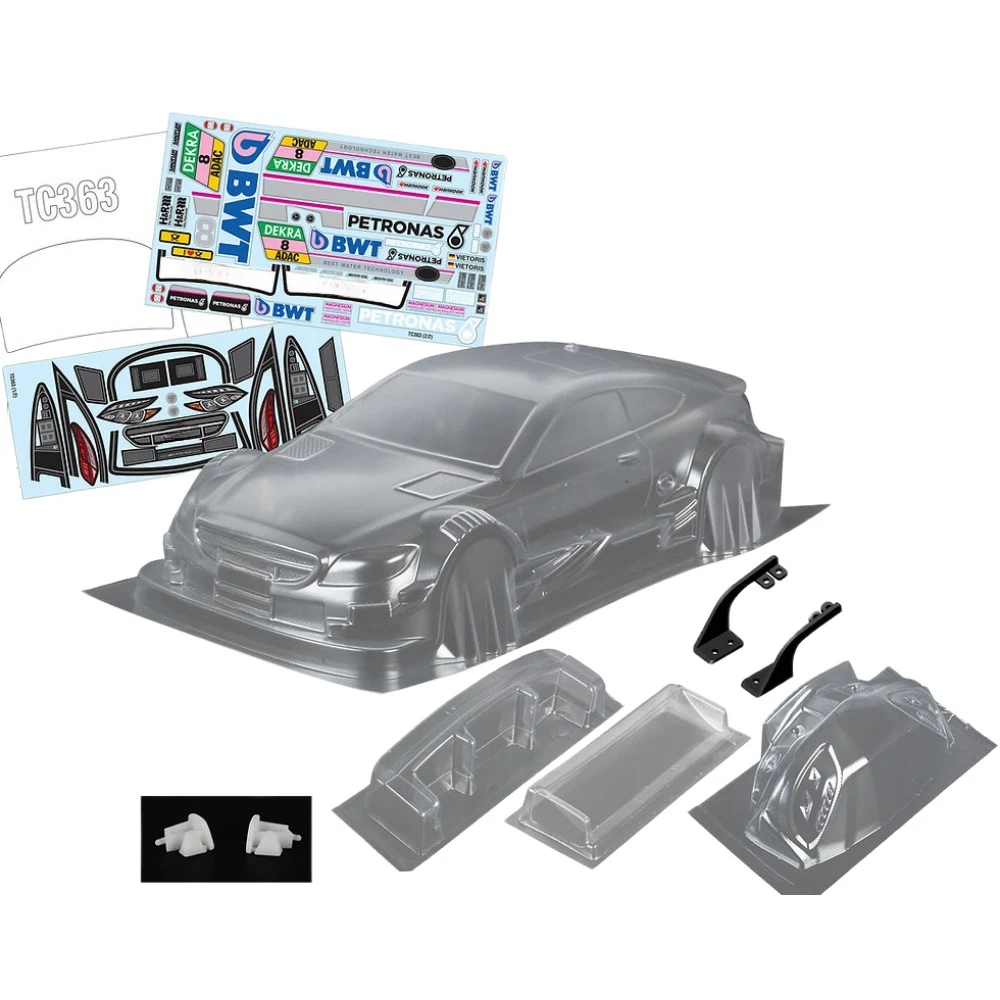 1/10 Benz C63 DTM Lexan Body W/Rear Wing and Light Buckles fit Tamiya TT01/TT02/XV01/XV02 Chassis 257-260mm Wheelbase